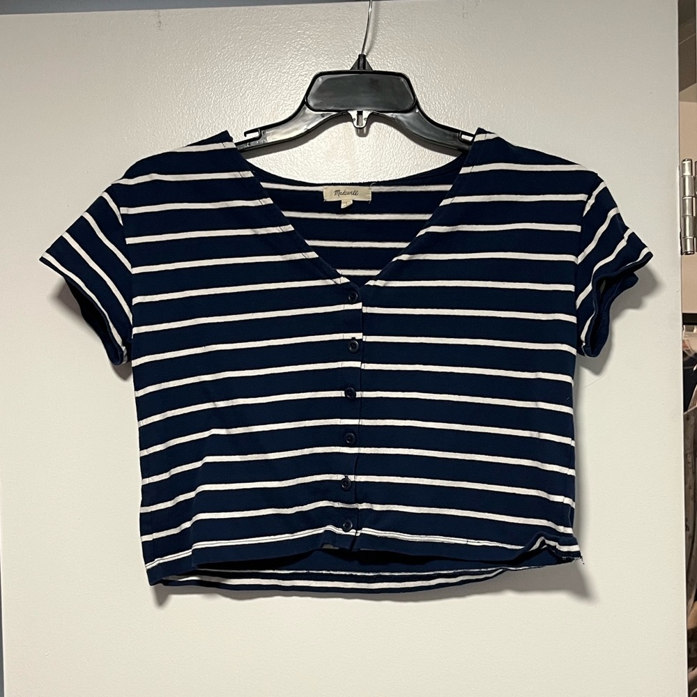 Madewell striped crop top - navy blue